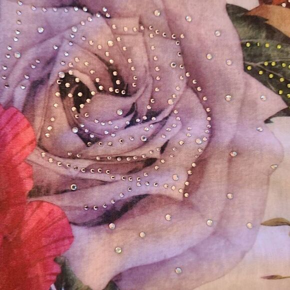 Allison Daley Multi Floral Print Short Sleeve Top Medium - Picture 7 of 11